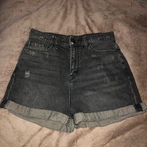 Urban Outfitters Distressed Black High-Rise Shorts